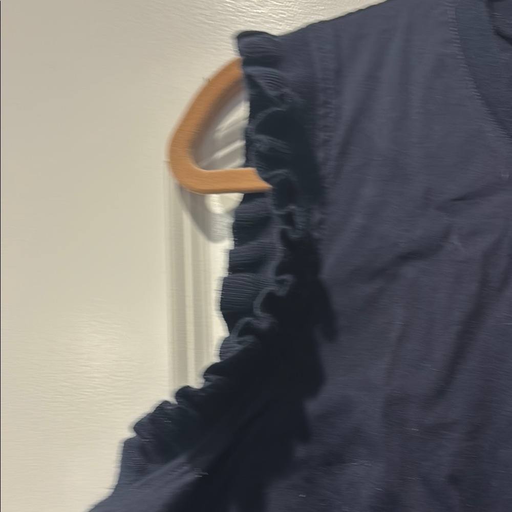 Navy Ruffle Sleeve Top - Picture 2 of 4